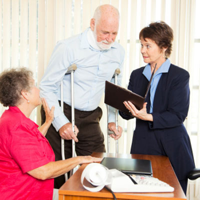 Injuries Man reading documents